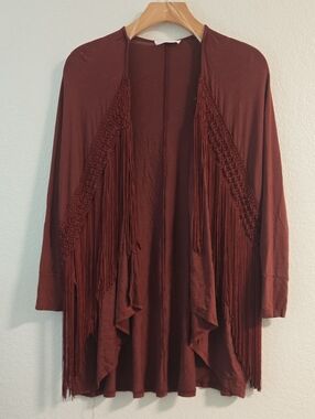 Lush Fringe Cardigan - Rust